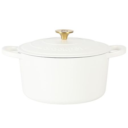Crockpot Artisan 5 Quart Round Enameled Cast Iron Dutch Oven with Lid in Linen